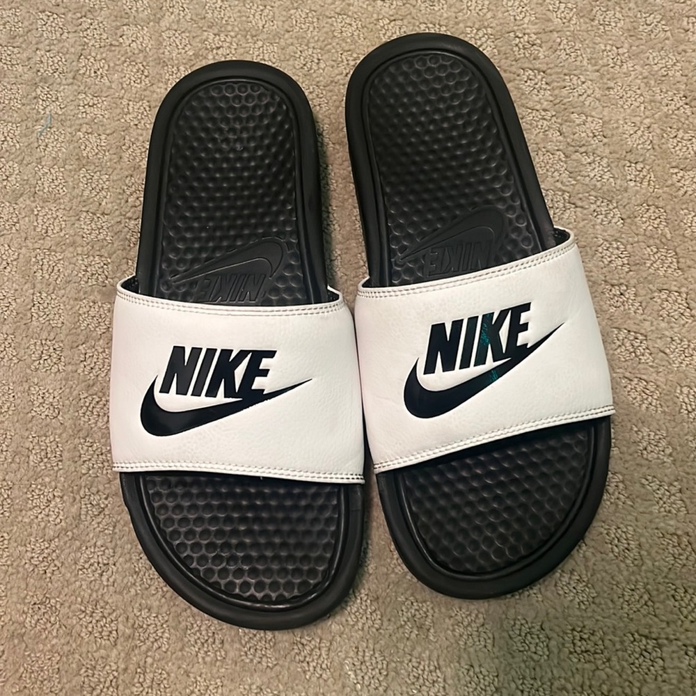 White Nike Slides